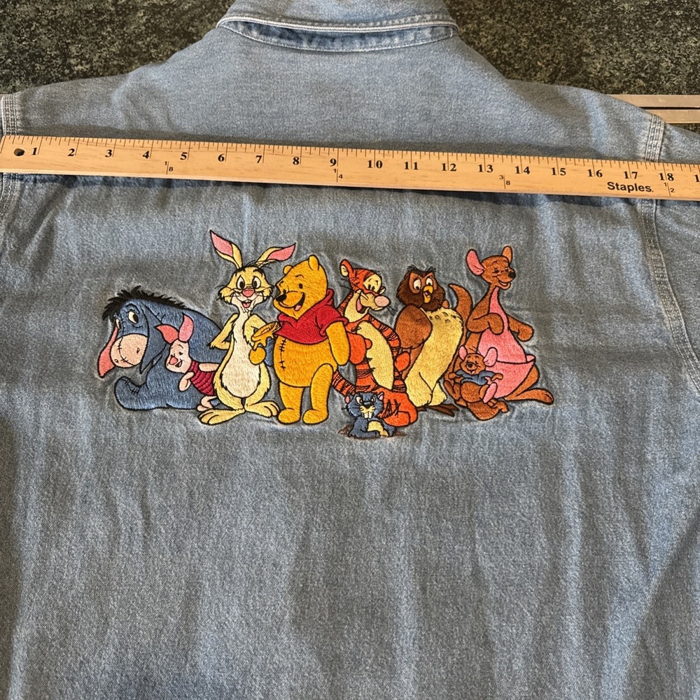 Vintage Disney Store Winnie The Pooh & Friends Denim Button Down Shirt Women S - Picture 9 of 14